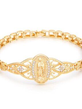 BRAND NEW Gold Catholic Bracelet for Women-14k Gold Plated Bracelet
